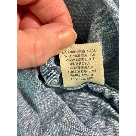 Vintage Christopher & Banks Denim Shirt Womens Sz L Teddy Bear America July 4th - Picture 10 of 16